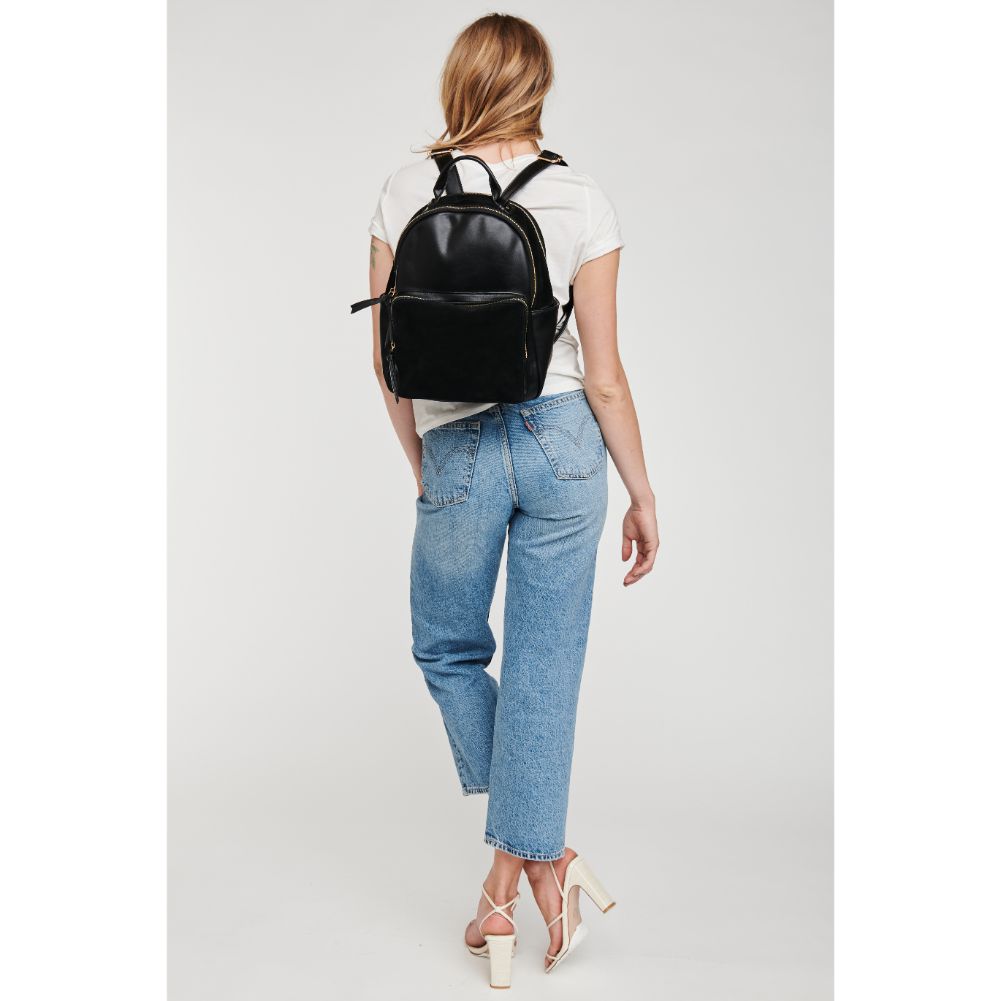 Woman wearing Black Moda Luxe Blair Backpack 842017127352 View 3 | Black