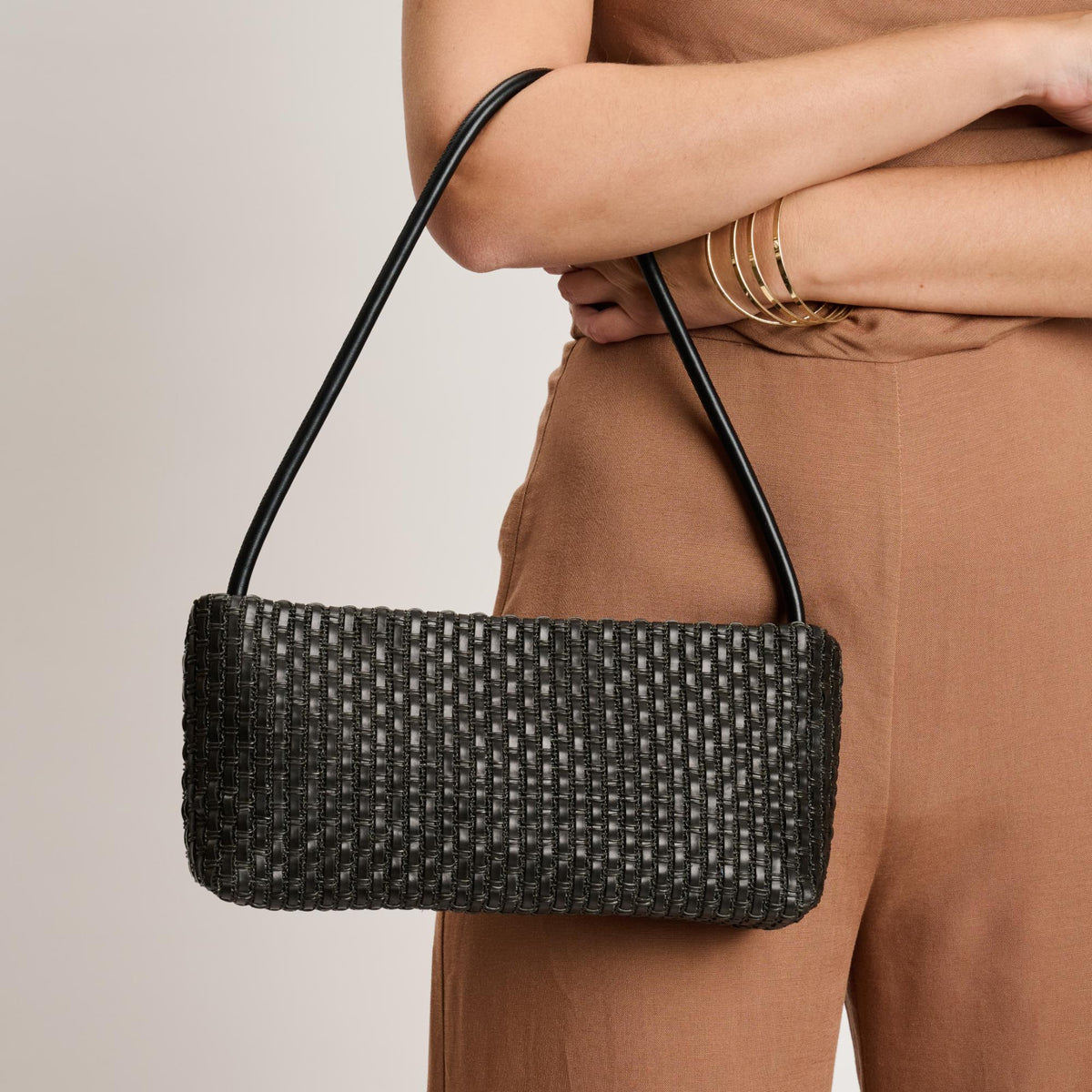 Woman wearing Black Moda Luxe Lucy Shoulder Bag 842017140337 View 1 | Black