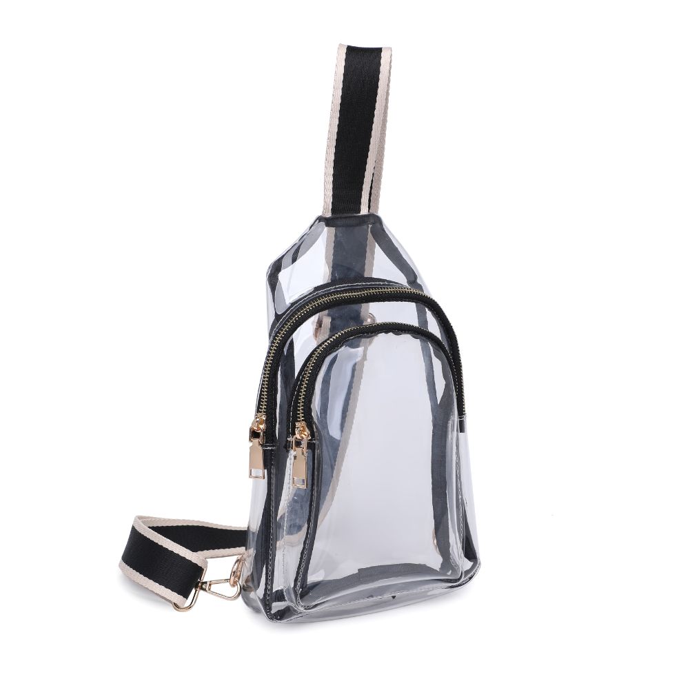 Woman wearing Clear Black Moda Luxe Britney Sling Backpack 842017133513 View 6 | Clear Black