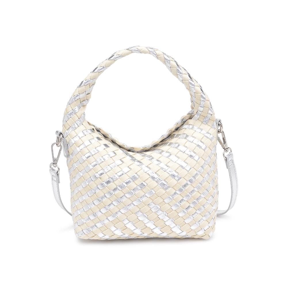 Woman wearing Silver Ivory Moda Luxe Jessamine Crossbody 842017136842 View 5 | Silver Ivory