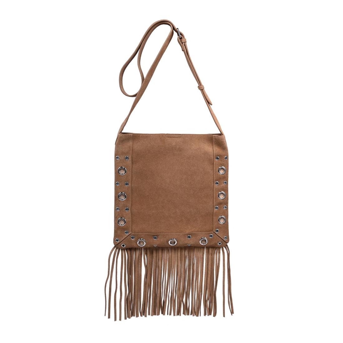 Woman wearing Cognac Moda Luxe Courtney Crossbody 842017140559 View 7 | Cognac