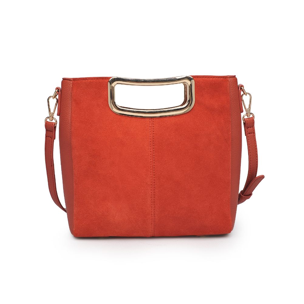 Woman wearing Rust Moda Luxe Brielle Crossbody 842017123040 View 5 | Rust