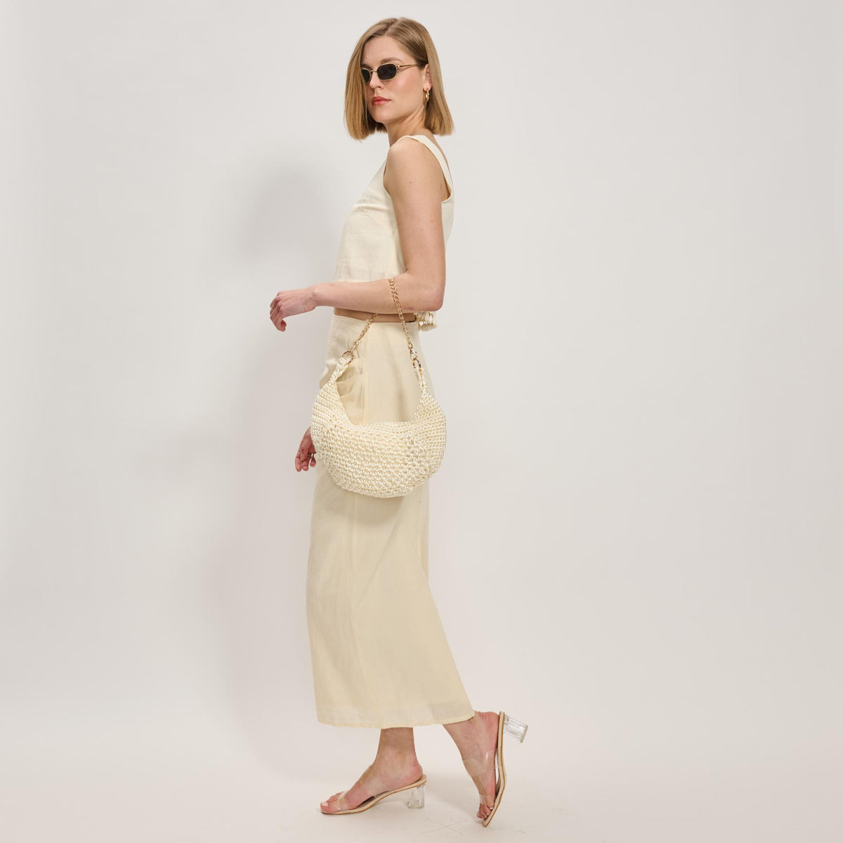 Woman wearing Ivory Moda Luxe Soraya Shoulder Bag 842017137917 View 3 | Ivory