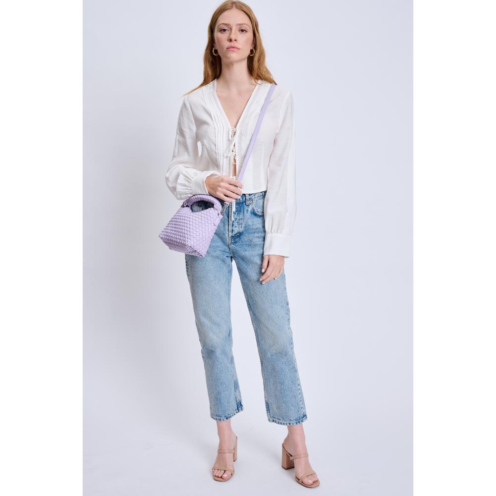 Woman wearing Lilac Moda Luxe Jessamine Crossbody 842017134480 View 3 | Lilac