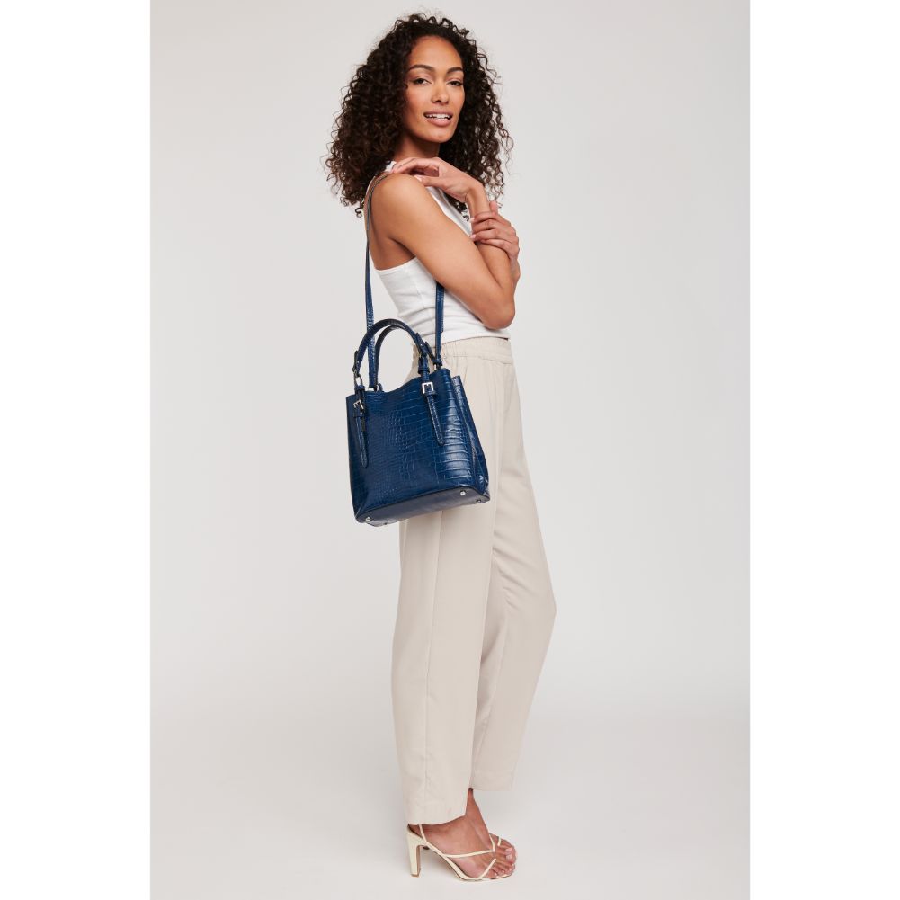 Woman wearing Midnight Moda Luxe Kirsten Crossbody 842017126294 View 3 | Midnight