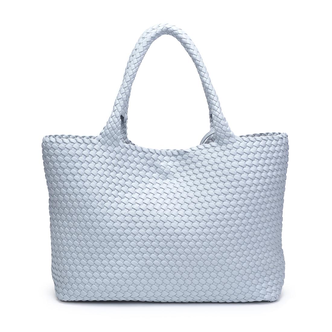 Woman wearing Ice Blue Moda Luxe Solana Tote 842017137221 View 7 | Ice Blue