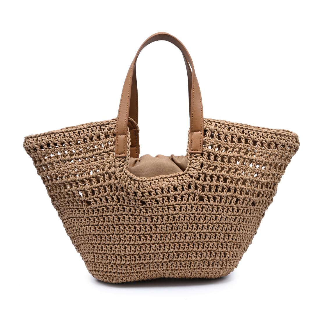 Woman wearing Natural Moda Luxe Sofia Tote 842017141006 View 7 | Natural