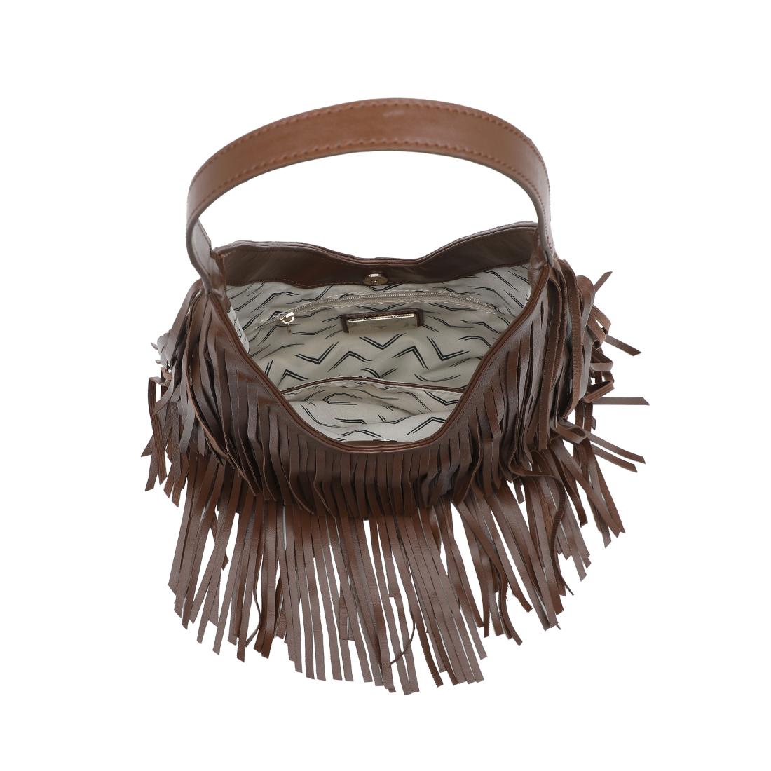 Woman wearing Chocolate Moda Luxe Stevie Hobo 842017141112 View 9 | Chocolate