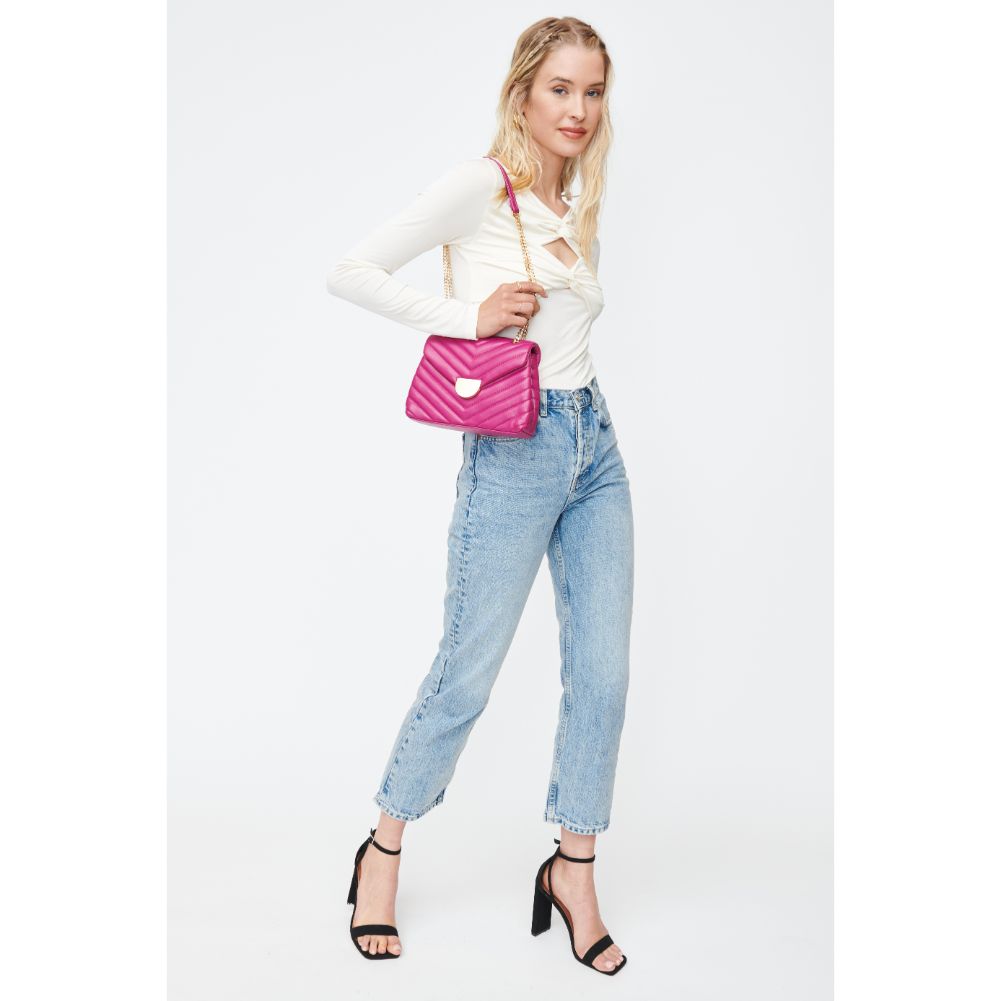 Woman wearing Fuchsia Sol and Selene Nora Crossbody 842017130499 View 3 | Fuchsia