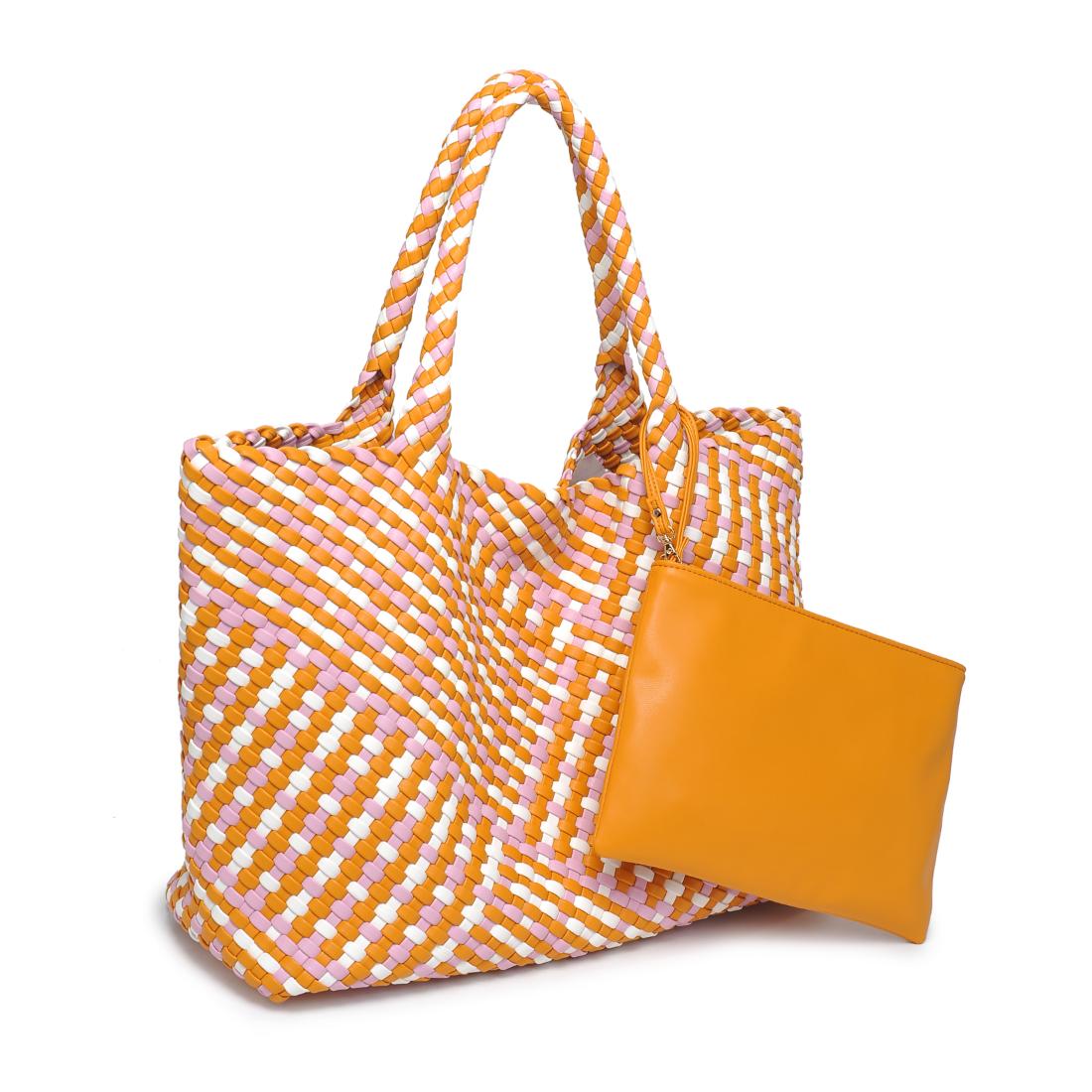 Woman wearing Multi Moda Luxe Solana Tote 842017137238 View 6 | Multi
