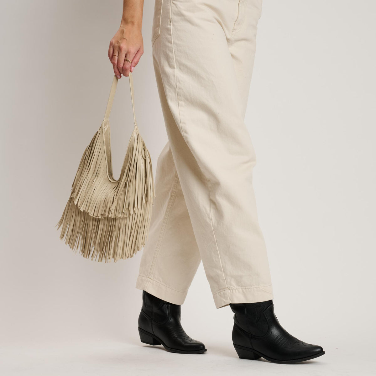 Woman wearing Cream Moda Luxe Stevie Hobo 842017141129 View 4 | Cream