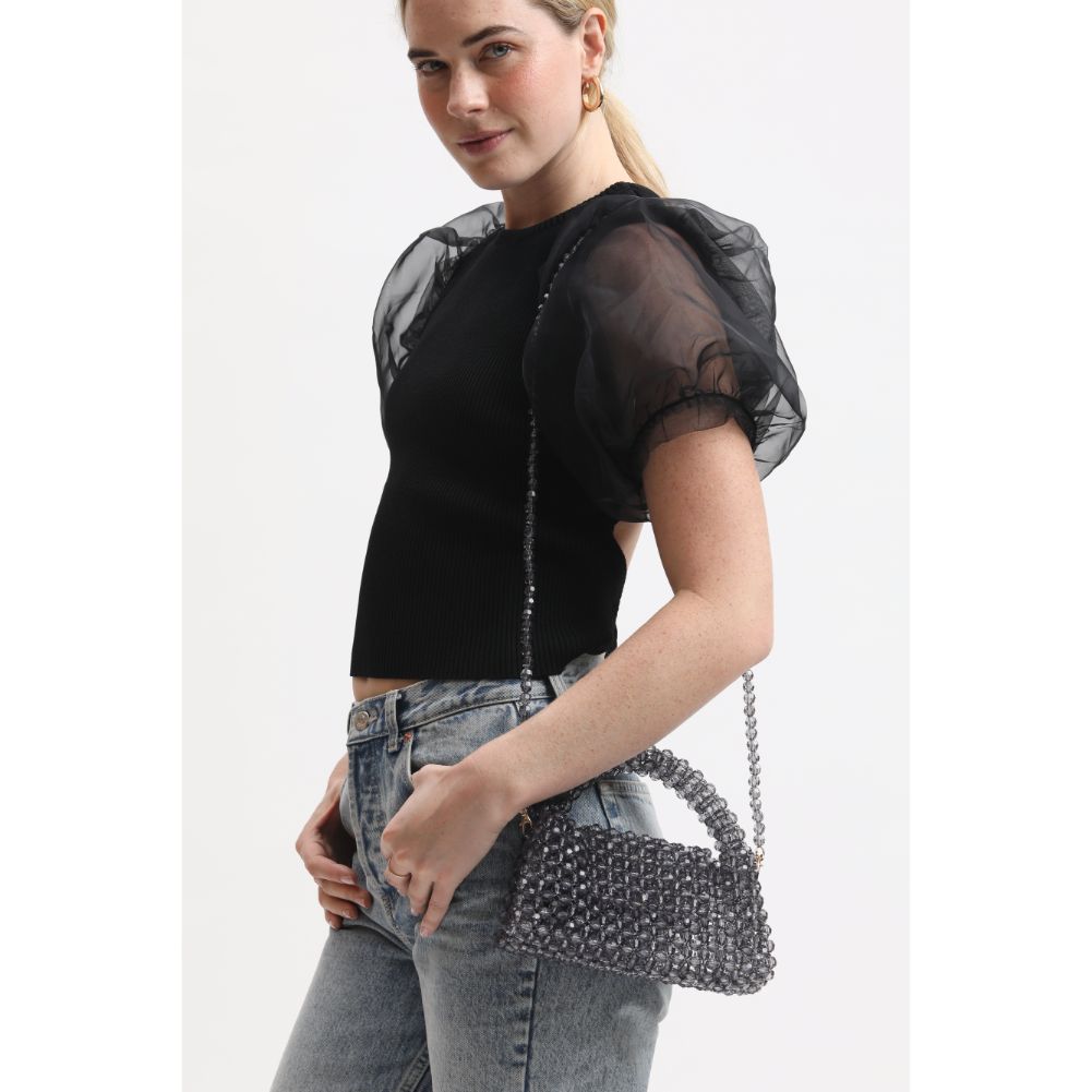 Woman wearing Smoke Sol and Selene Dolly Evening Bag 842017133483 View 2 | Smoke