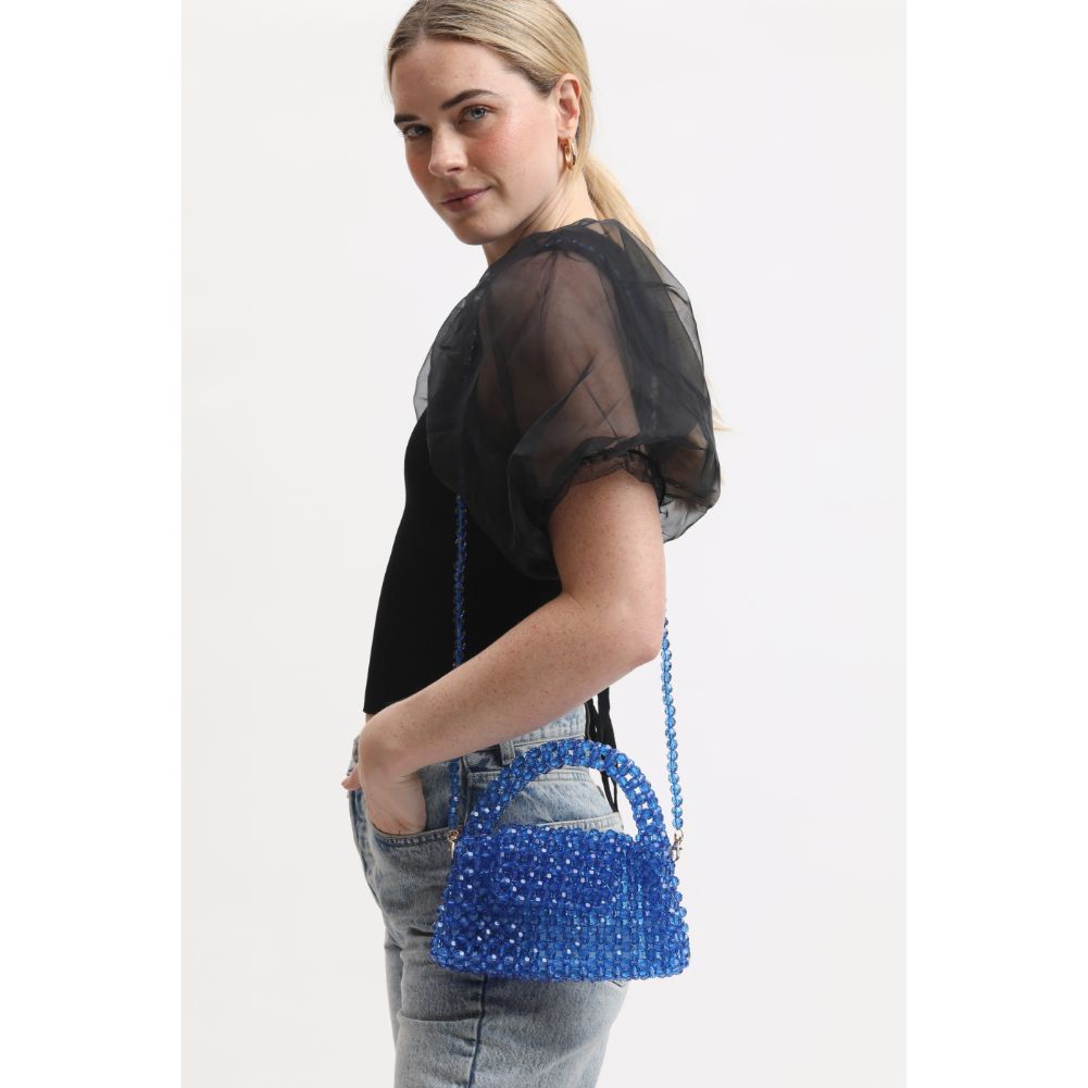 Woman wearing Blue Sol and Selene Dolly Evening Bag 842017133469 View 1 | Blue