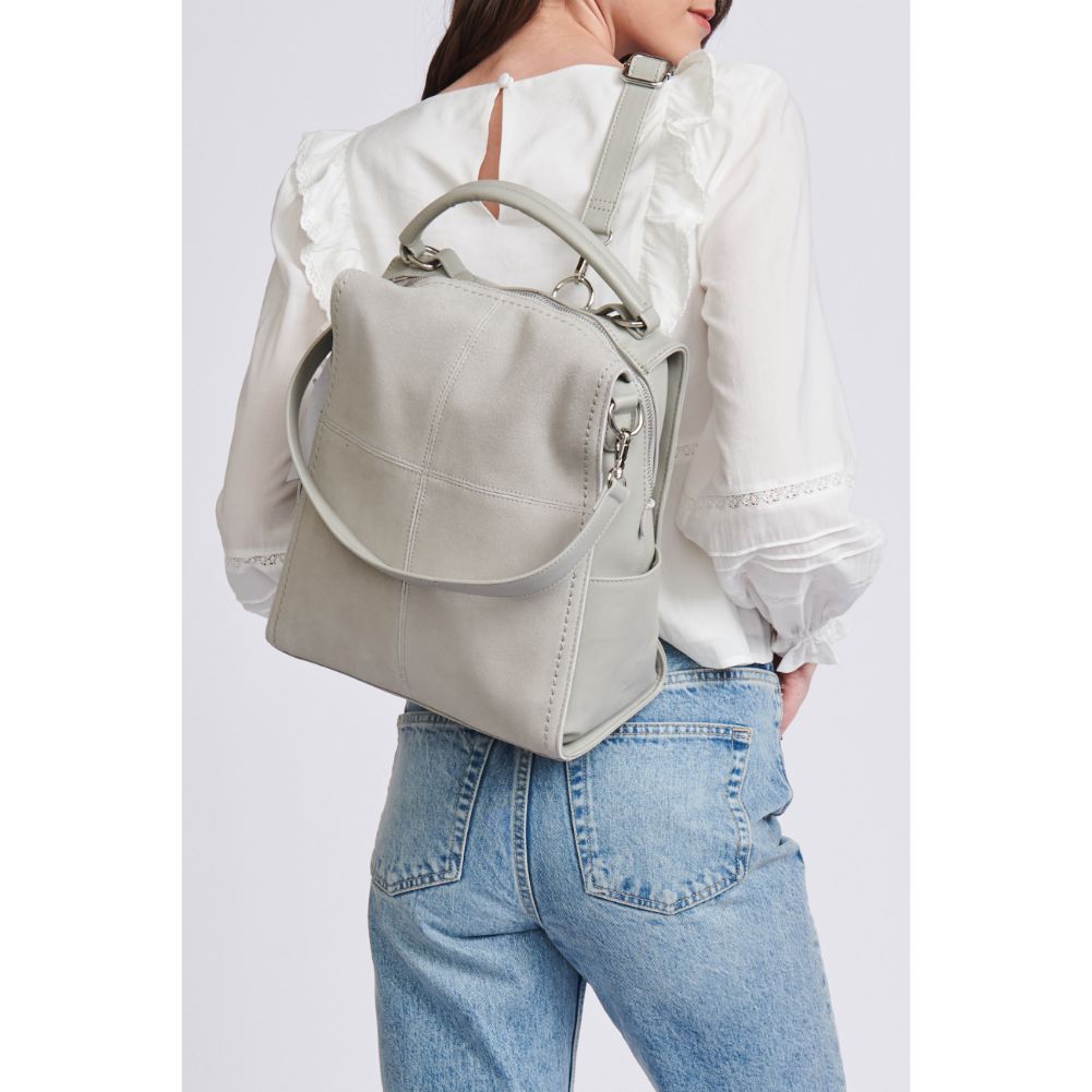 Woman wearing Grey Sol and Selene Brette Backpack 842017114703 View 1 | Grey