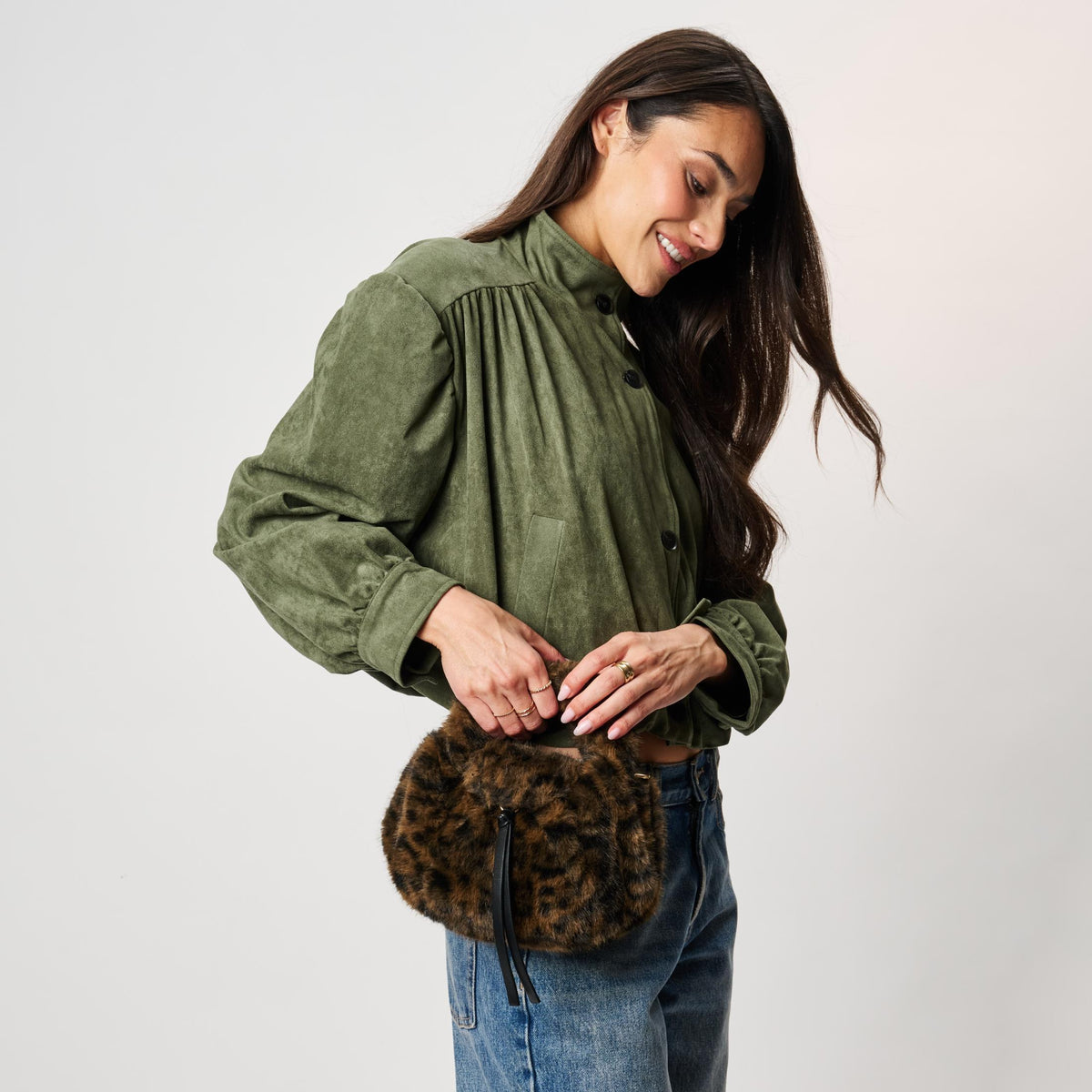 Woman wearing Leopard Moda Luxe Wynter Crossbody 842017142584 View 3 | Leopard