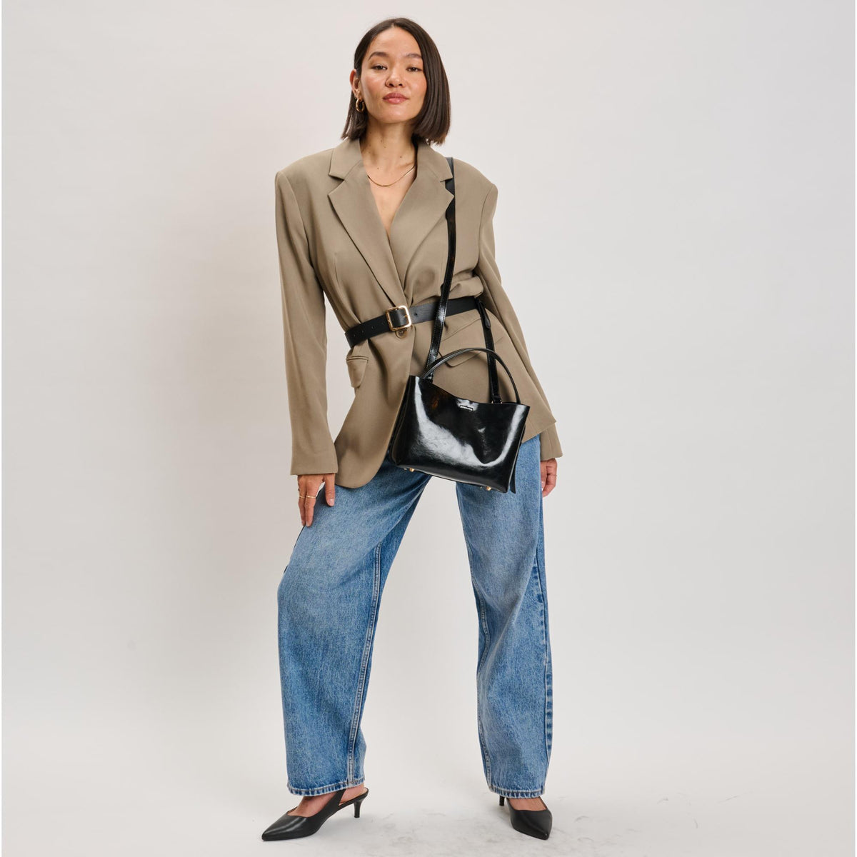 Woman wearing Black Sol and Selene Sophie Crossbody 842017139478 View 2 | Black