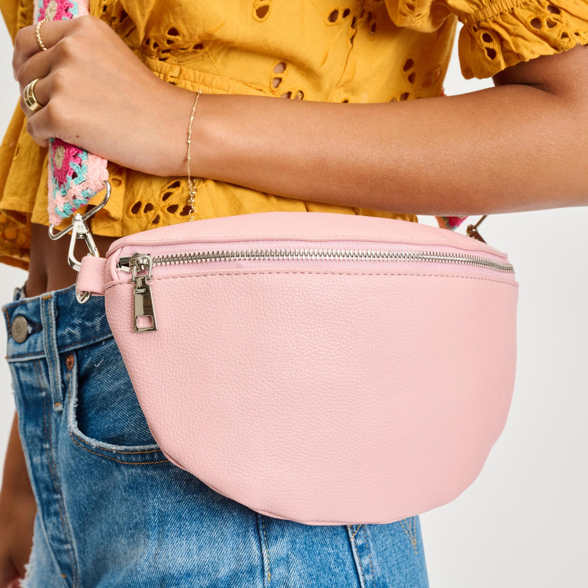 Woman wearing Rose Moda Luxe Stylette Belt Bag 842017134800 View 4 | Rose