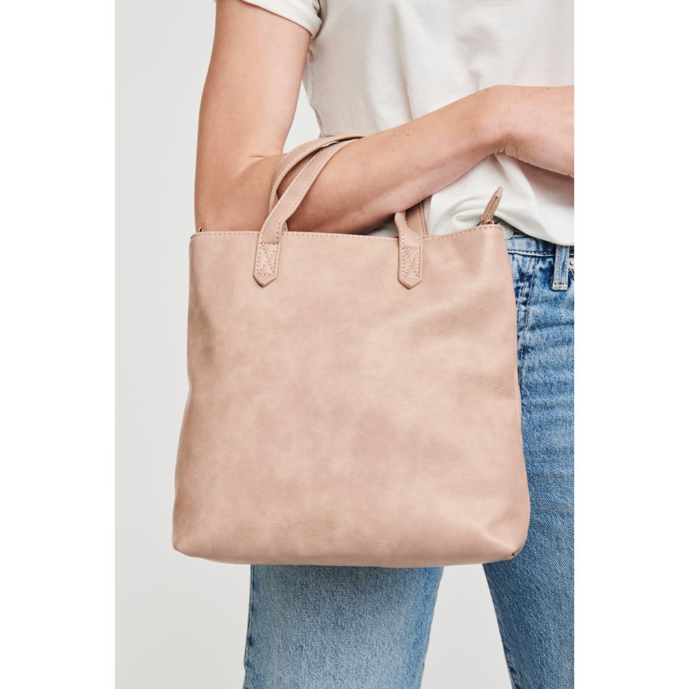 Woman wearing Natural Moda Luxe Selena Mini Tote 842017126829 View 2 | Natural
