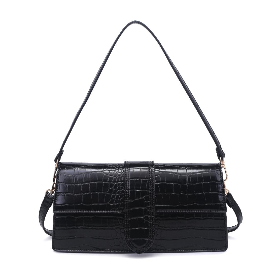 Woman wearing Black Moda Luxe Violet - Croco Crossbody 842017140061 View 5 | Black