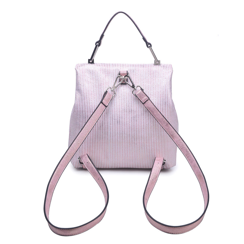 Moda Luxe Women's Striped Pink Antoinette Vegan Leather With Suede Trim  Backpack 