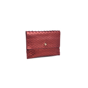 Moda Luxe Elle Python Metallic Women : S.L.G : Card Holder 842017119913 | Red