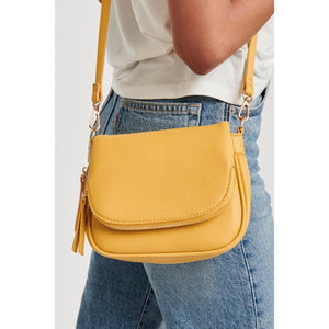 Woman wearing Mustard Moda Luxe Diva Crossbody 842017127499 View 2 | Mustard