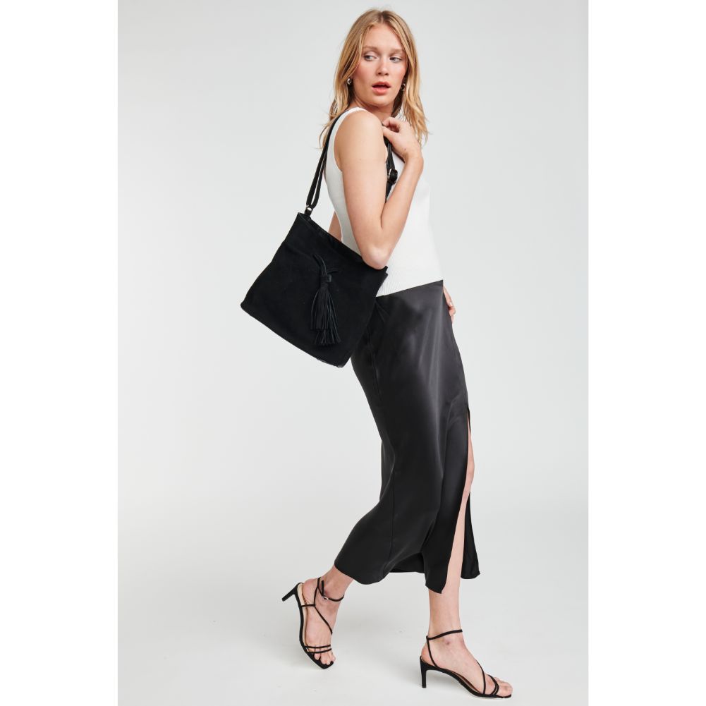 Moda Luxe Gray Punk Handled Purse Handbag with Zippers & Tassles