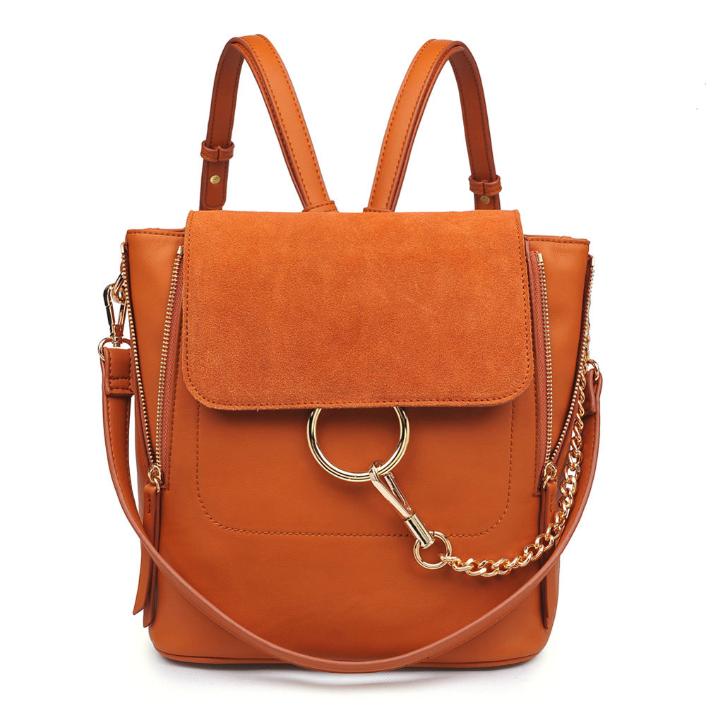 cognac vegan leather backpack Channing